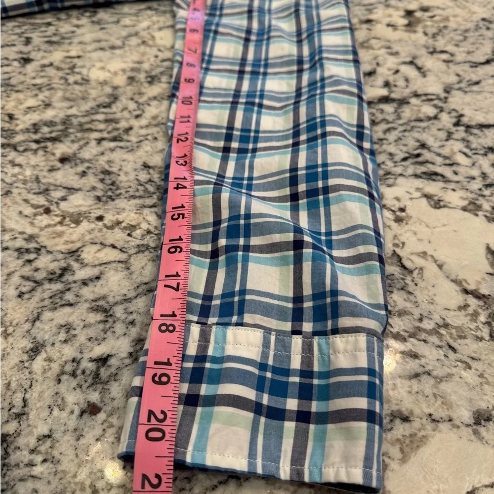 Banana Republic Camden Fit Blue Plaid Button Down Shirt L